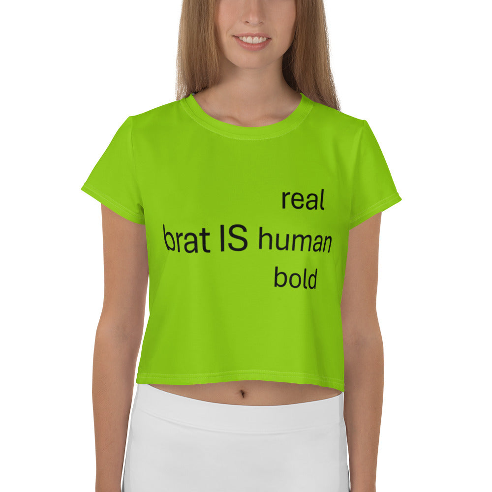 Streetwear Brat Green Crop Top. Party Crop Tee. Activewear or Runners' Top. Brat IS Real by WickedYo.